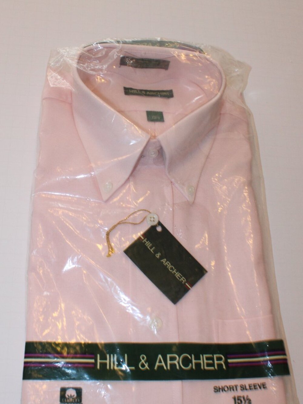 Hill & Archer Pink Short Sleeve Regular Fit Cotton Blend Size 15 1/2